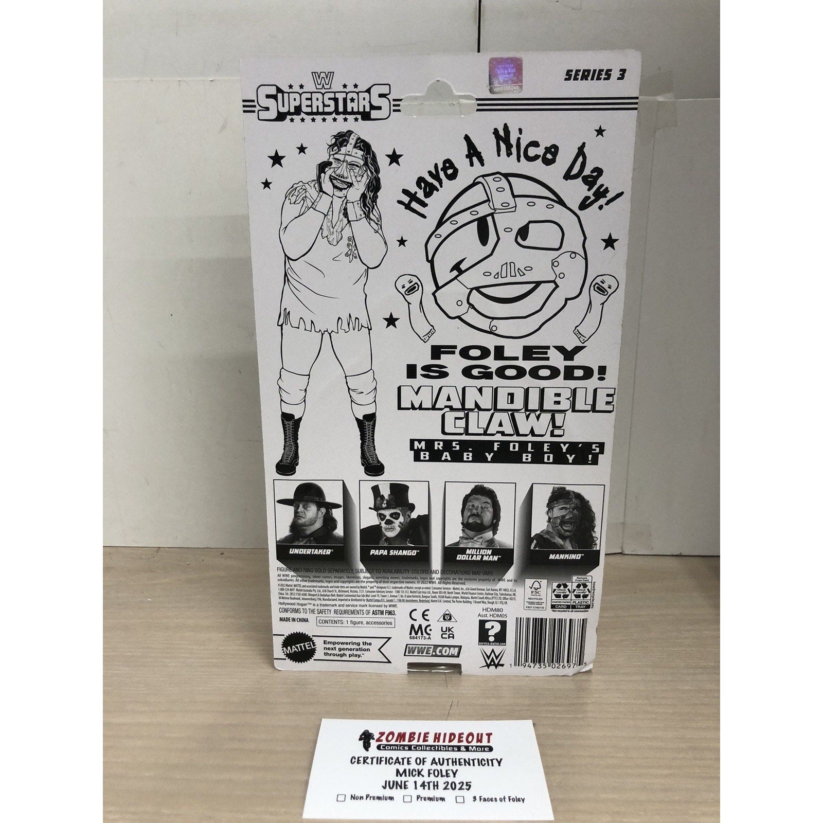 WWE MICK FOLEY Signed Mattel Mankind Superstar Figure AUTOGRAPH W/ STORE COA