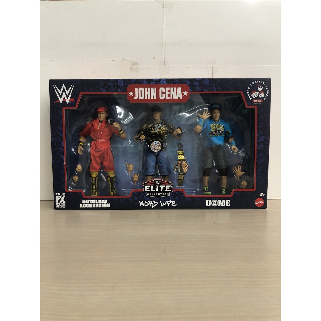 WWE Elite Collection John Cena 3-Pack Mattel Ruthless Aggression Word Life