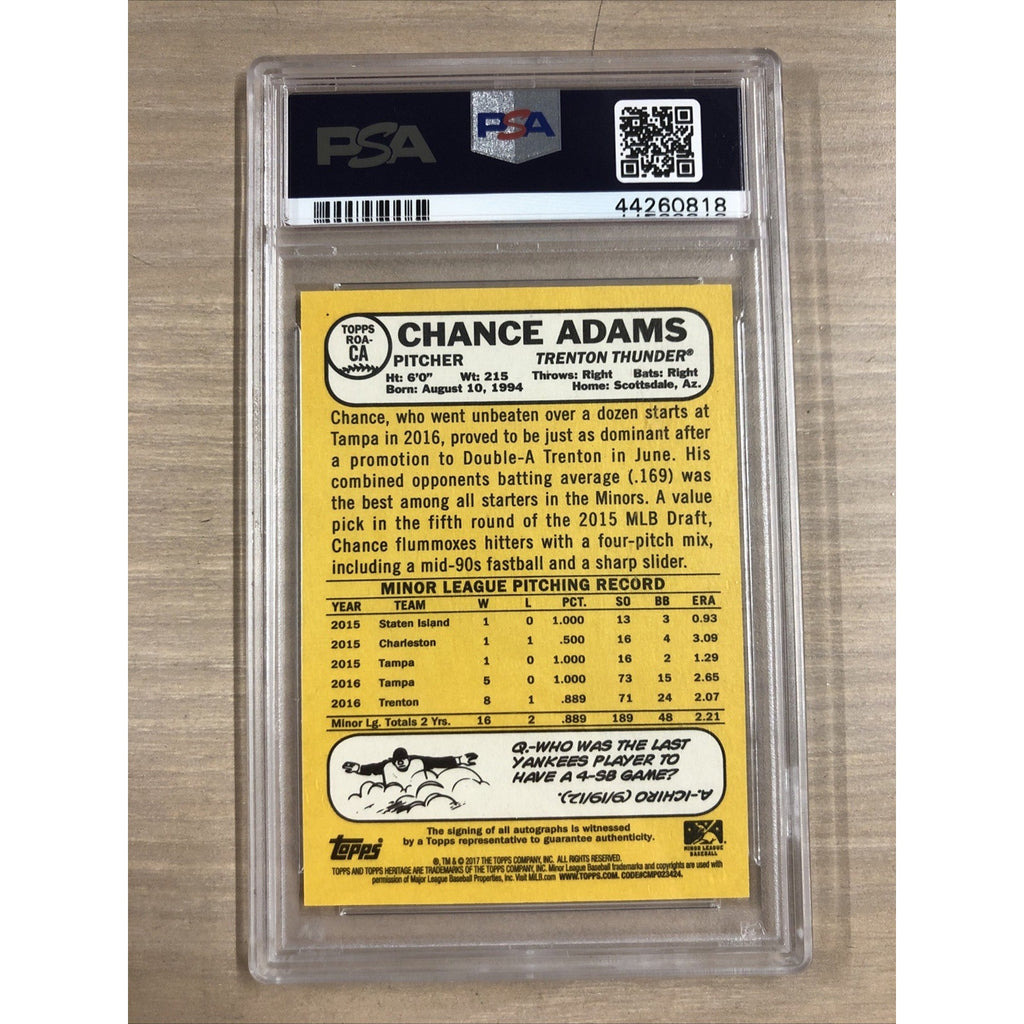 2017 Topps Heritage Minor League Real One Auto Chance Adams PSA 10