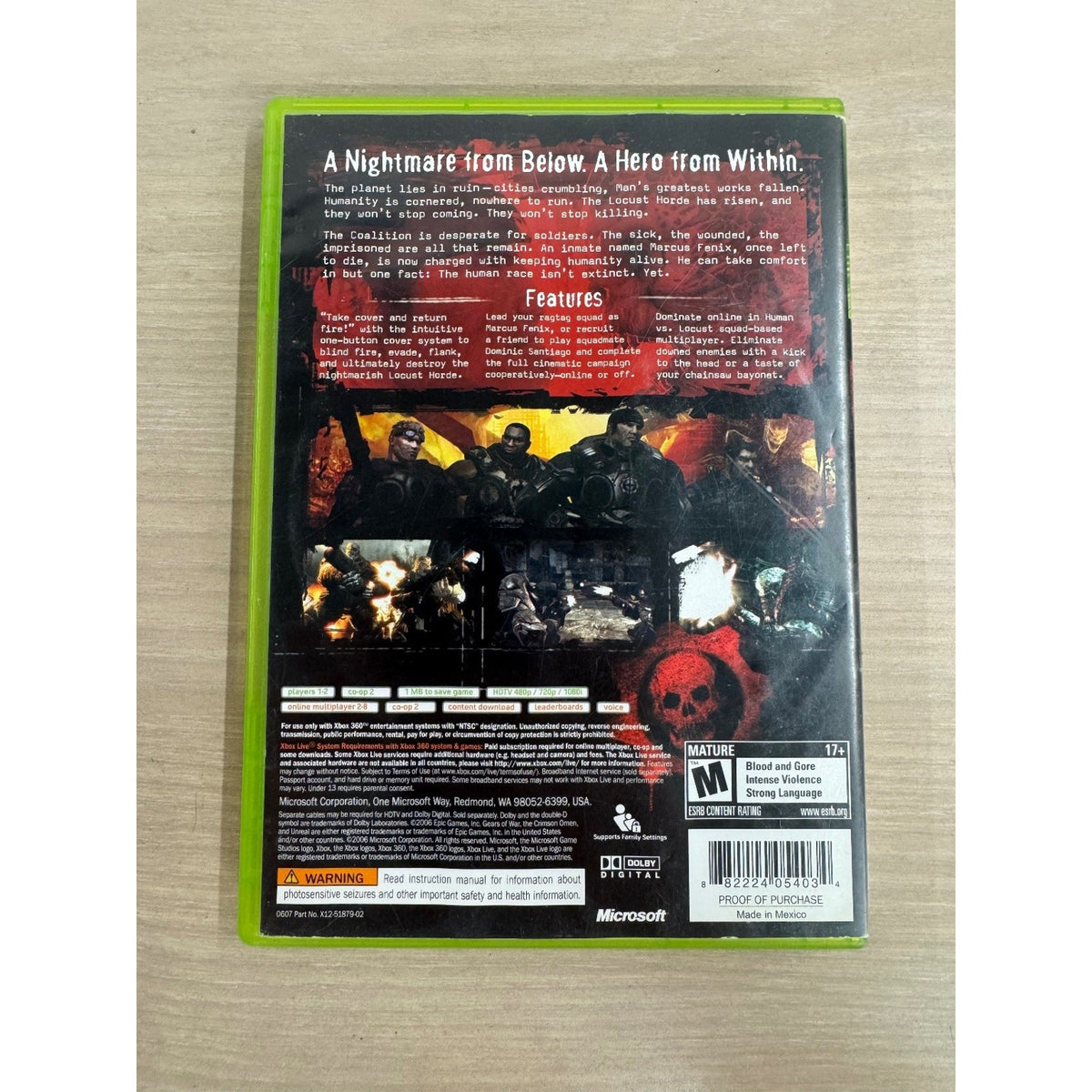 Gears of War Xbox 360 Video Game NTSC Shooter Multiplayer Action