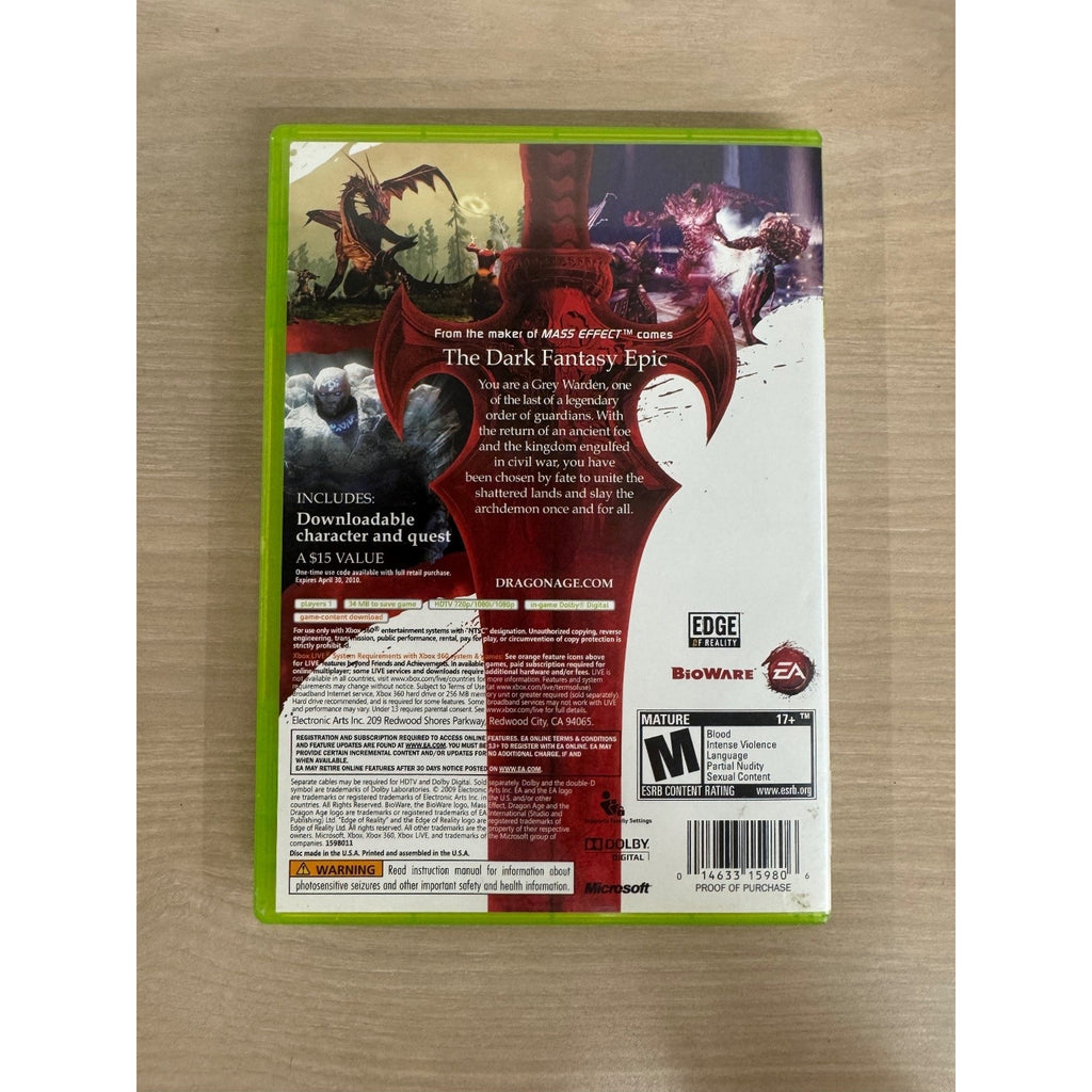 Dragon Age Origins Xbox 360 Video Game RPG Fantasy BioWare