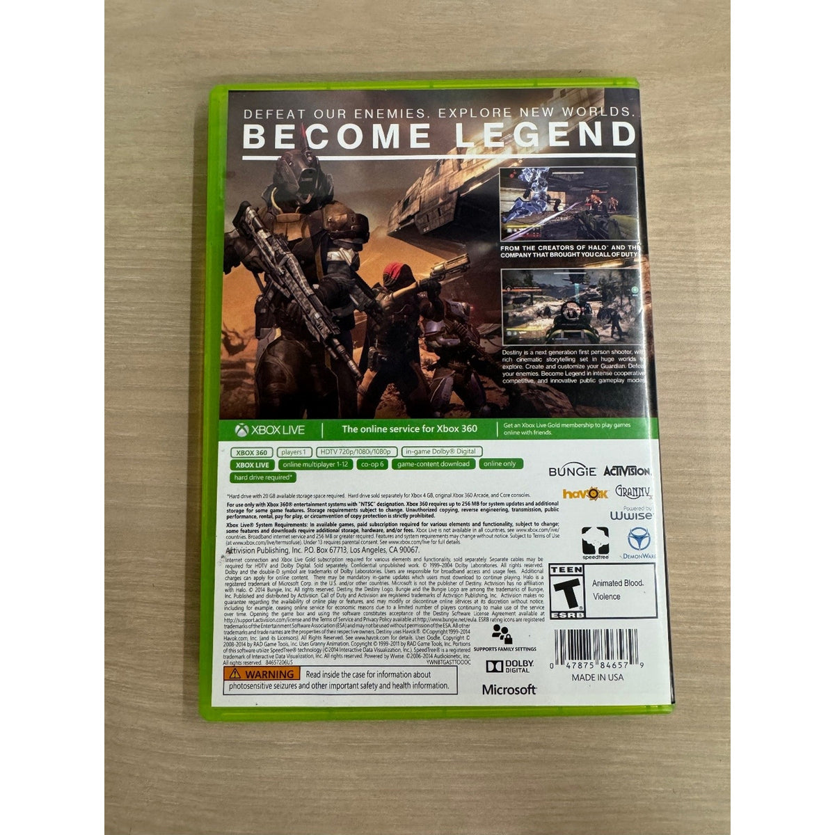 Destiny Xbox 360 Video Game FPS Action RPG Online Multiplayer
