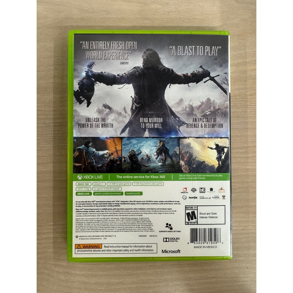 Middle-earth: Shadow of Mordor Xbox 360 Video Game Open World NTSC