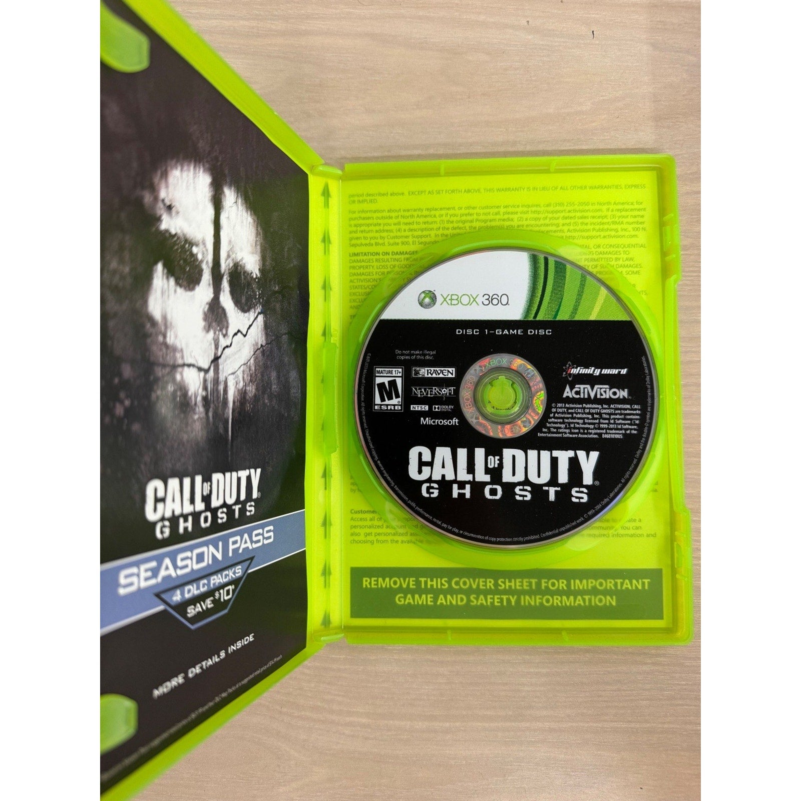 Call of Duty Ghosts Xbox 360 Video Game FPS Multiplayer NTSC Bonus Map