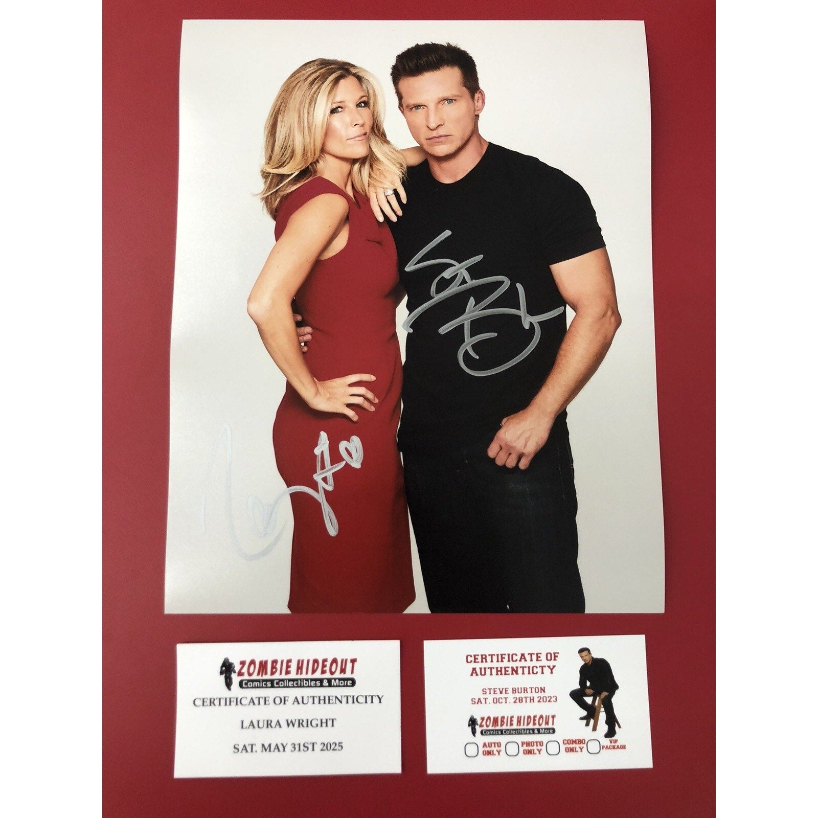 STEVE BURTON & LAURA WRIGHT Jason & Carly General Hospital Dual Signed 8x10 COA
