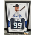 Framed Autographed 27x39 Aaron Judge Jersey With COA