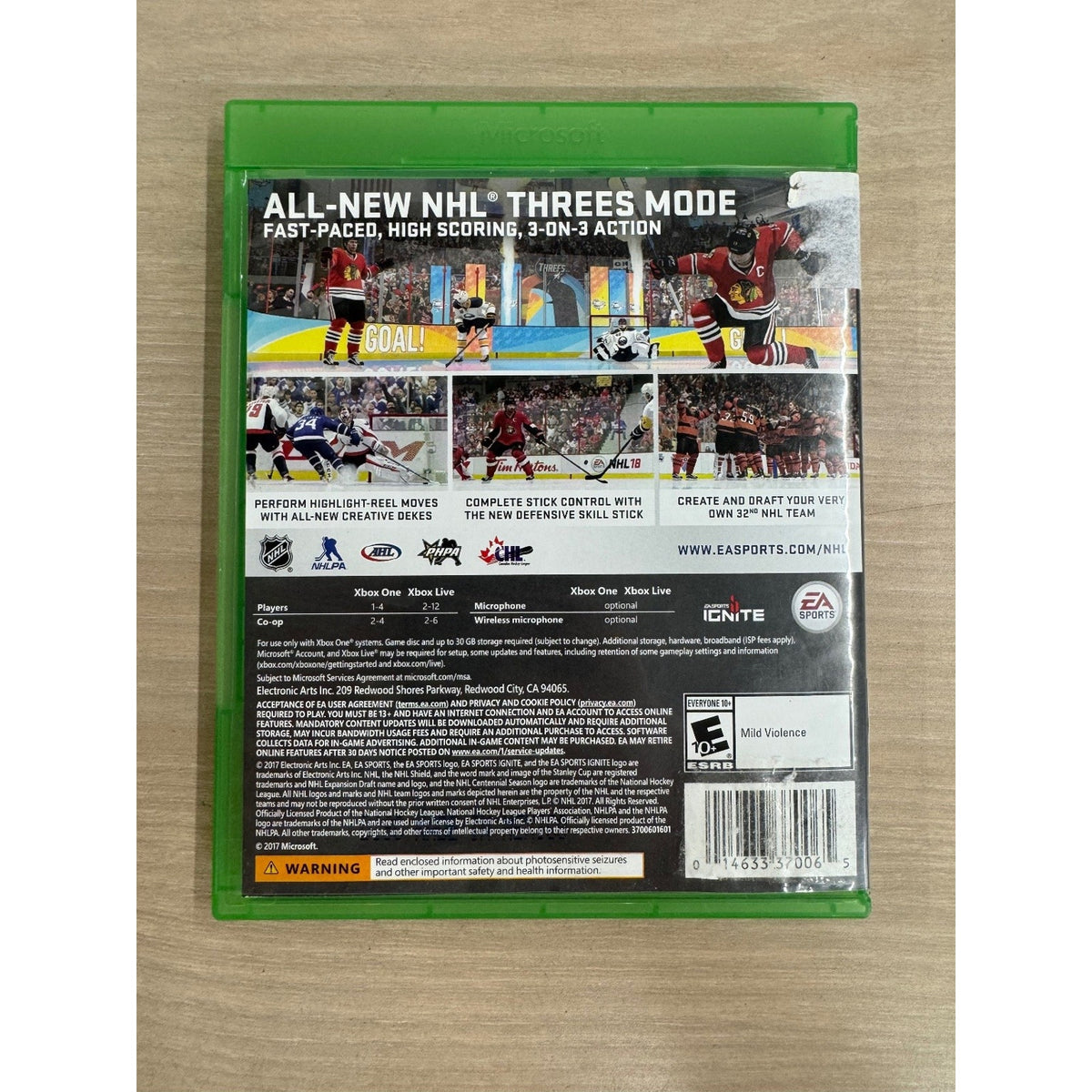 NHL 18 Xbox One Video Game EA Sports Hockey Multiplayer