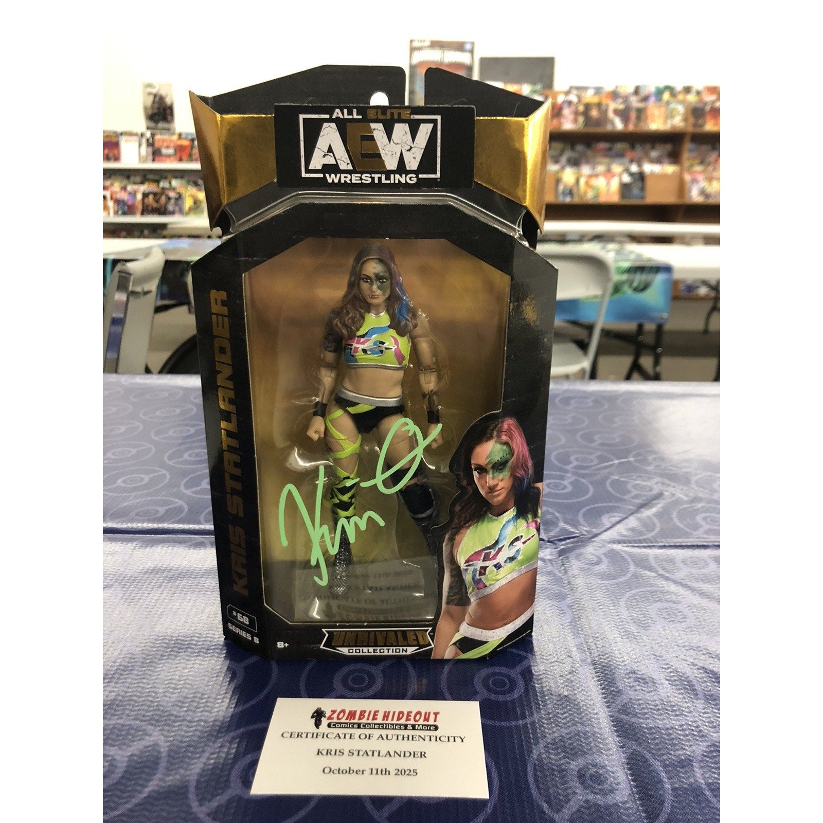AEW Kris Statlander Signed Autograph All Elite Unrivaled GREEN INK W/Store COA