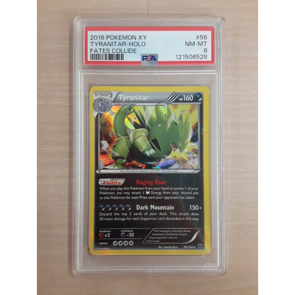 Tyranitar 56/124 Fates Collide Holo PSA 8