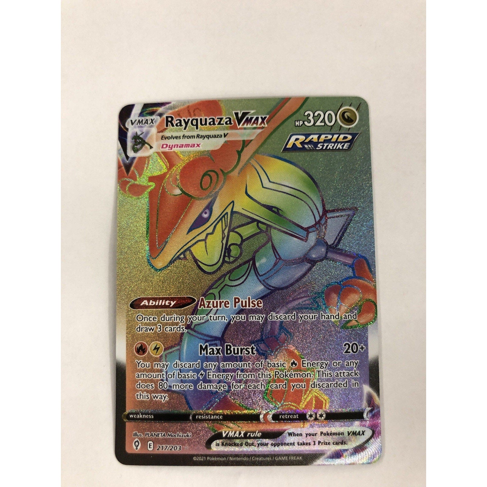 Rayquaza VMAX (Secret) 217/203 SWSH07: Evolving Skies Holo