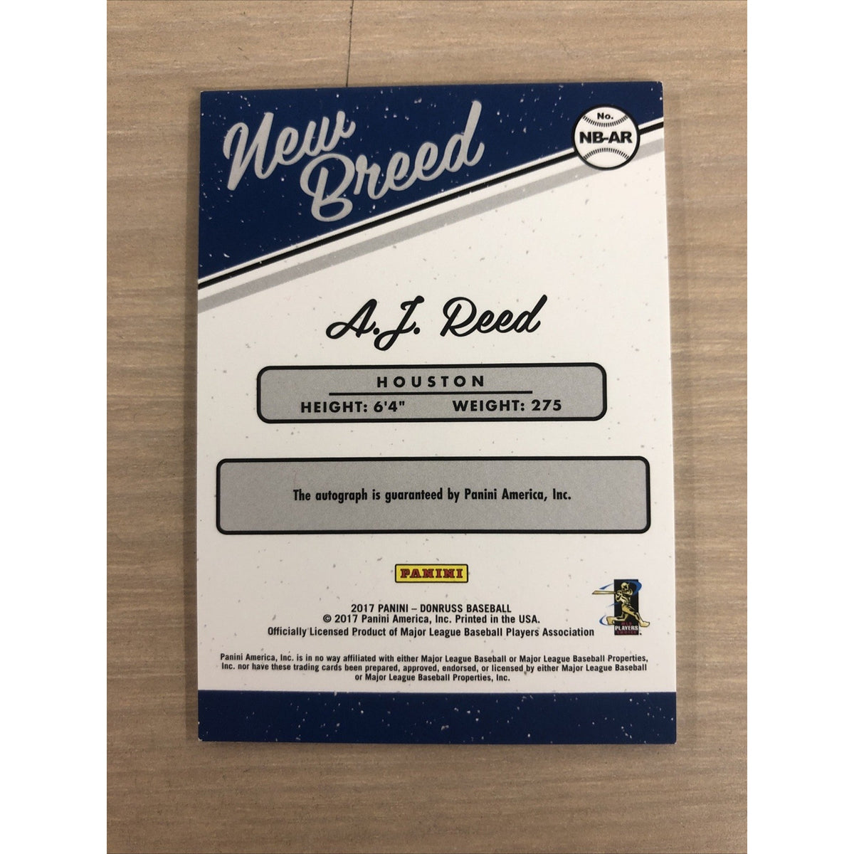 2017 Panini Donruss Baseball A.J. Reed New Breed Auto /99