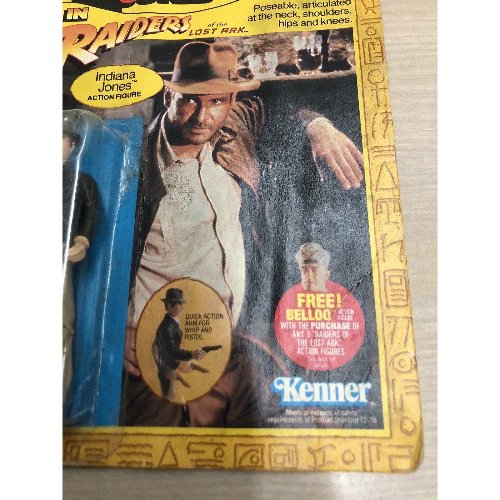 1982 Kenner Indiana Jones ROTLA Indiana Jones Action Figure 4 Back Card See Pics
