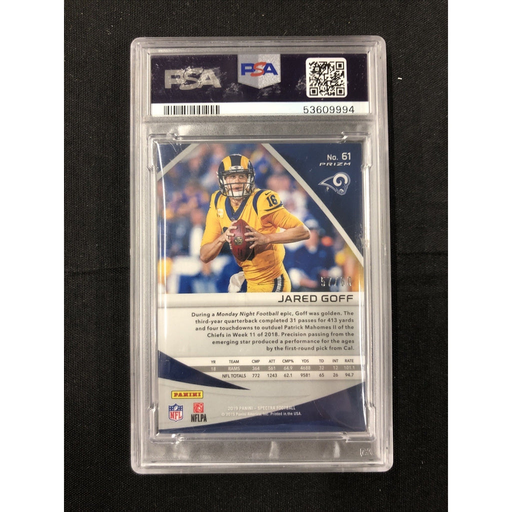 2019 Panini Spectra Jared Goff Neon Blue /60 PSA 8