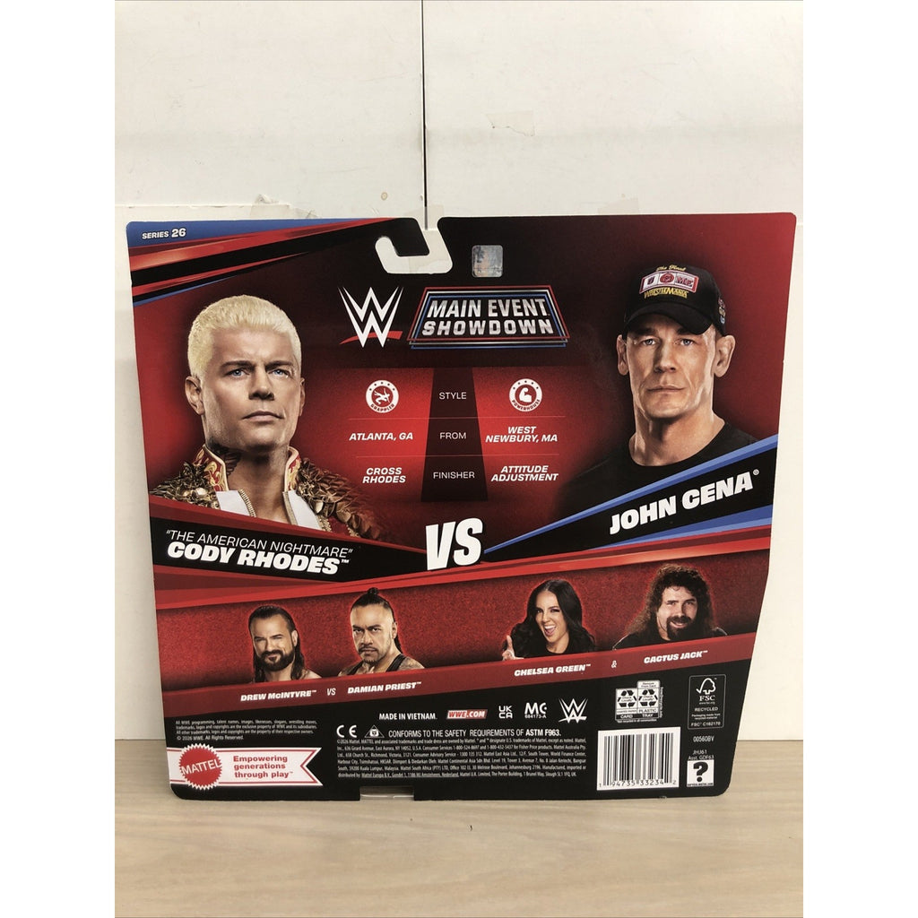 John Cena vs Cody Rhodes WWE Main Event Showdown Series 26 2 Pack