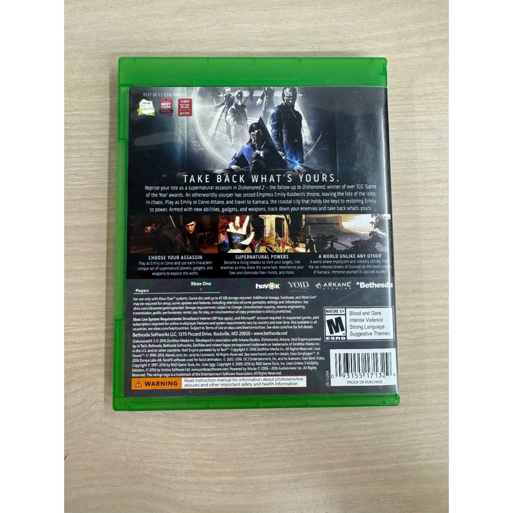 Dishonored 2 Xbox One Video Game Bethesda Action Stealth Adventure