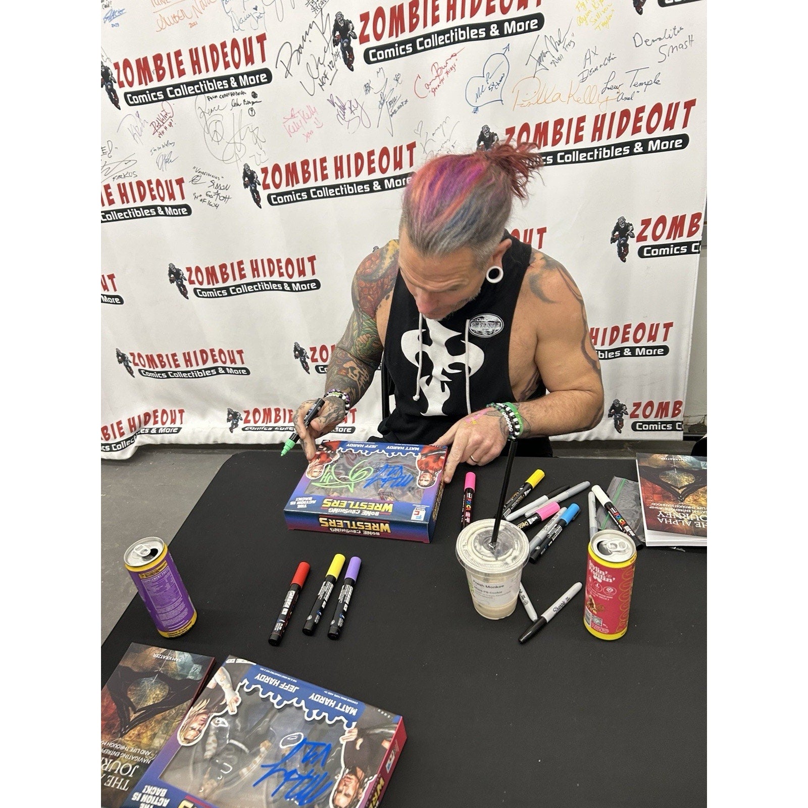 FC Toys Wrestling Bone Crushing Signed Matt Jeff Hardy Figures Red PSA COA