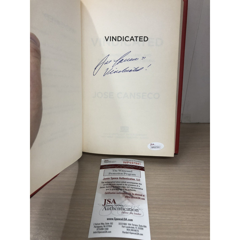 Jose Canseco VINDICATED Autographed Signed Book Baseball “Vindicated” JSA