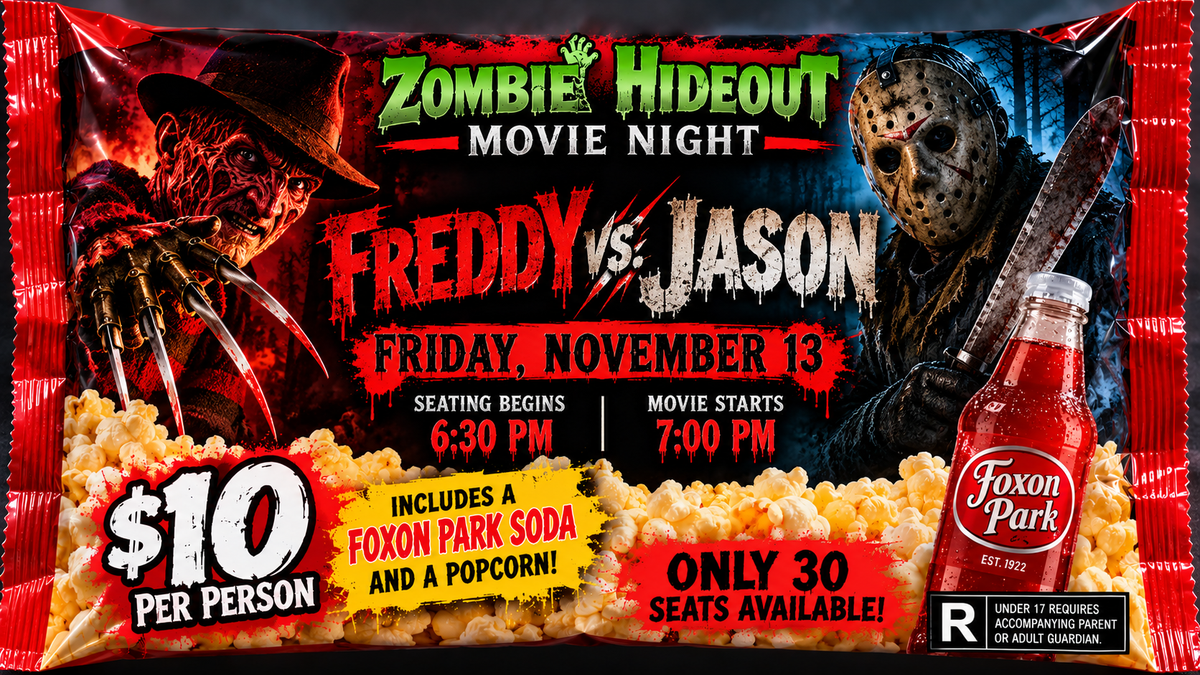 Zombie Hideout Movie Night - Freddy VS Jason