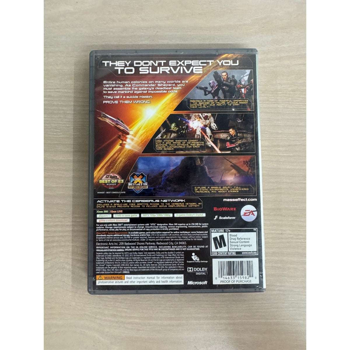 Mass Effect 2 Platinum Hits Xbox 360 Video Game Action RPG Sci-Fi