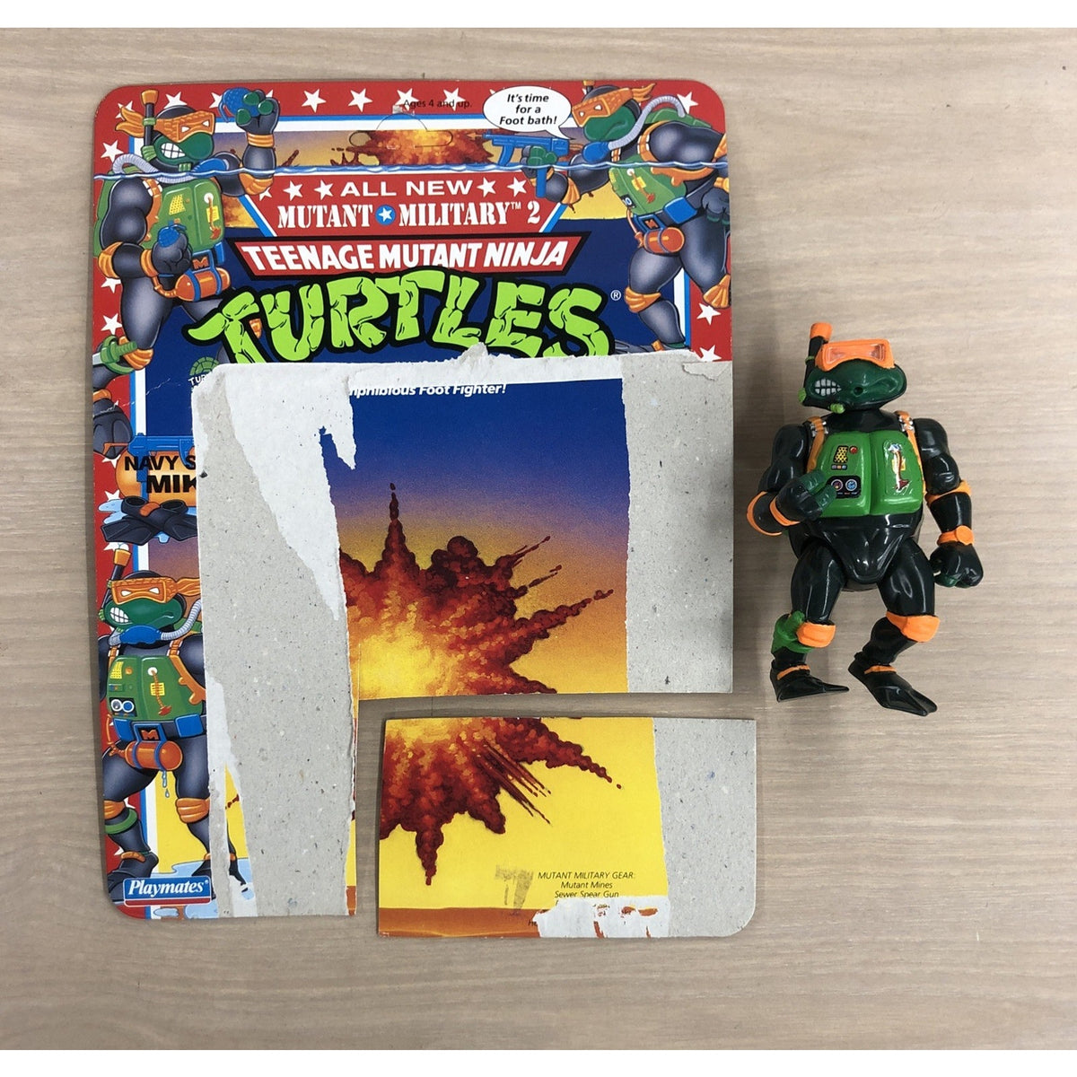 1992 TMNT Mutant Military 2 Navy Seal Mike Michaelangelo Figure + Cardback