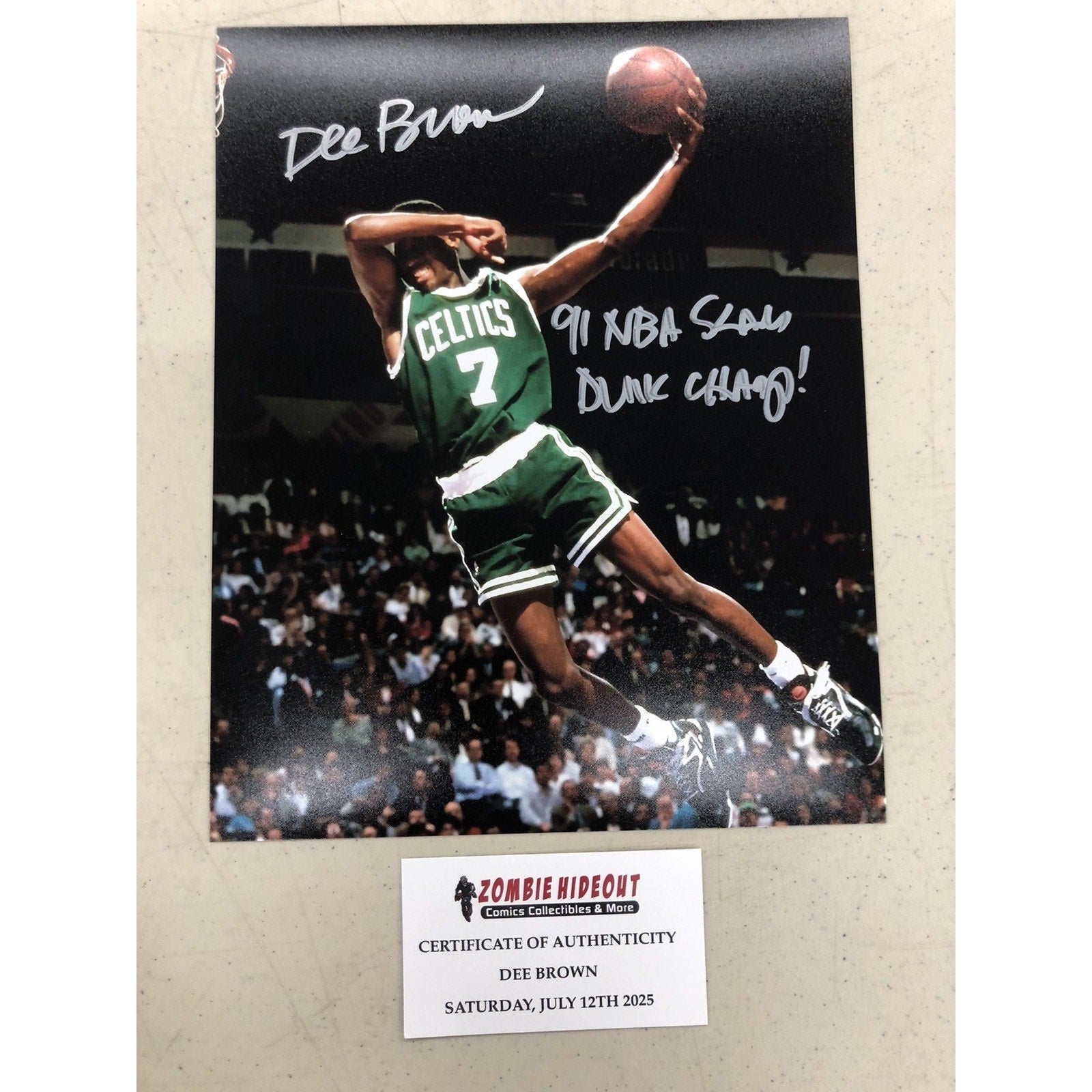Dee Brown Signed 8x10 Autograph 91 Slam Dunk Champ Boston Celtics W/ Store CoA