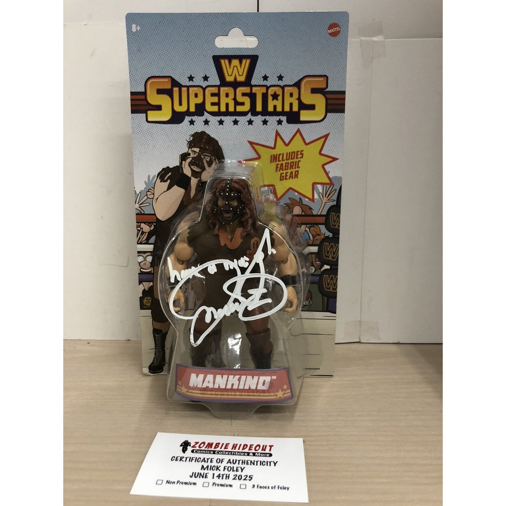 WWE MICK FOLEY Signed Mattel Mankind Superstar Figure AUTOGRAPH W/ STORE COA