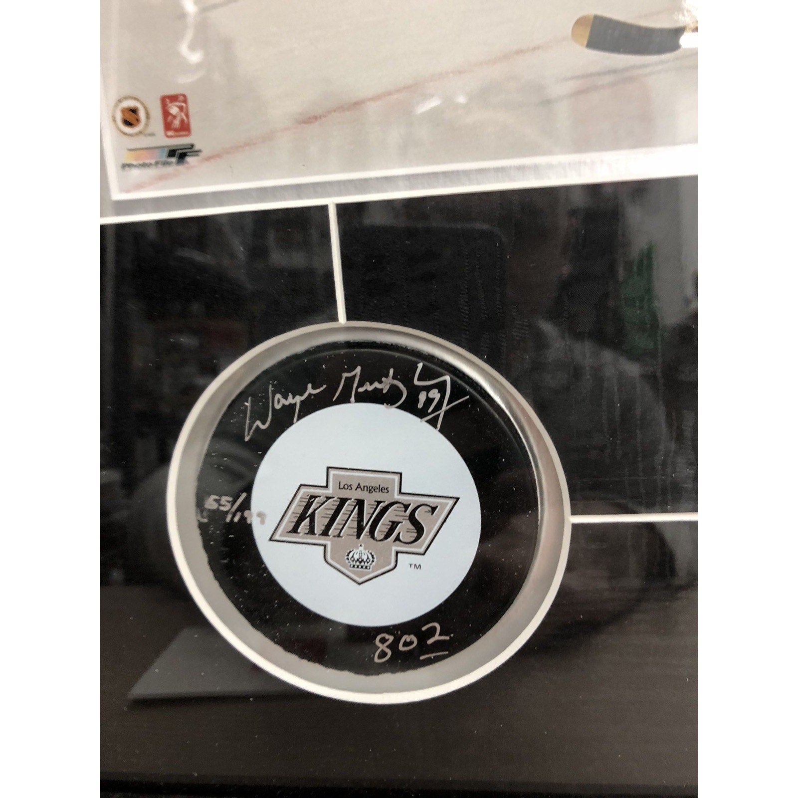 Signed Puck In A Shadow Box With Photo Wayne Gretzky