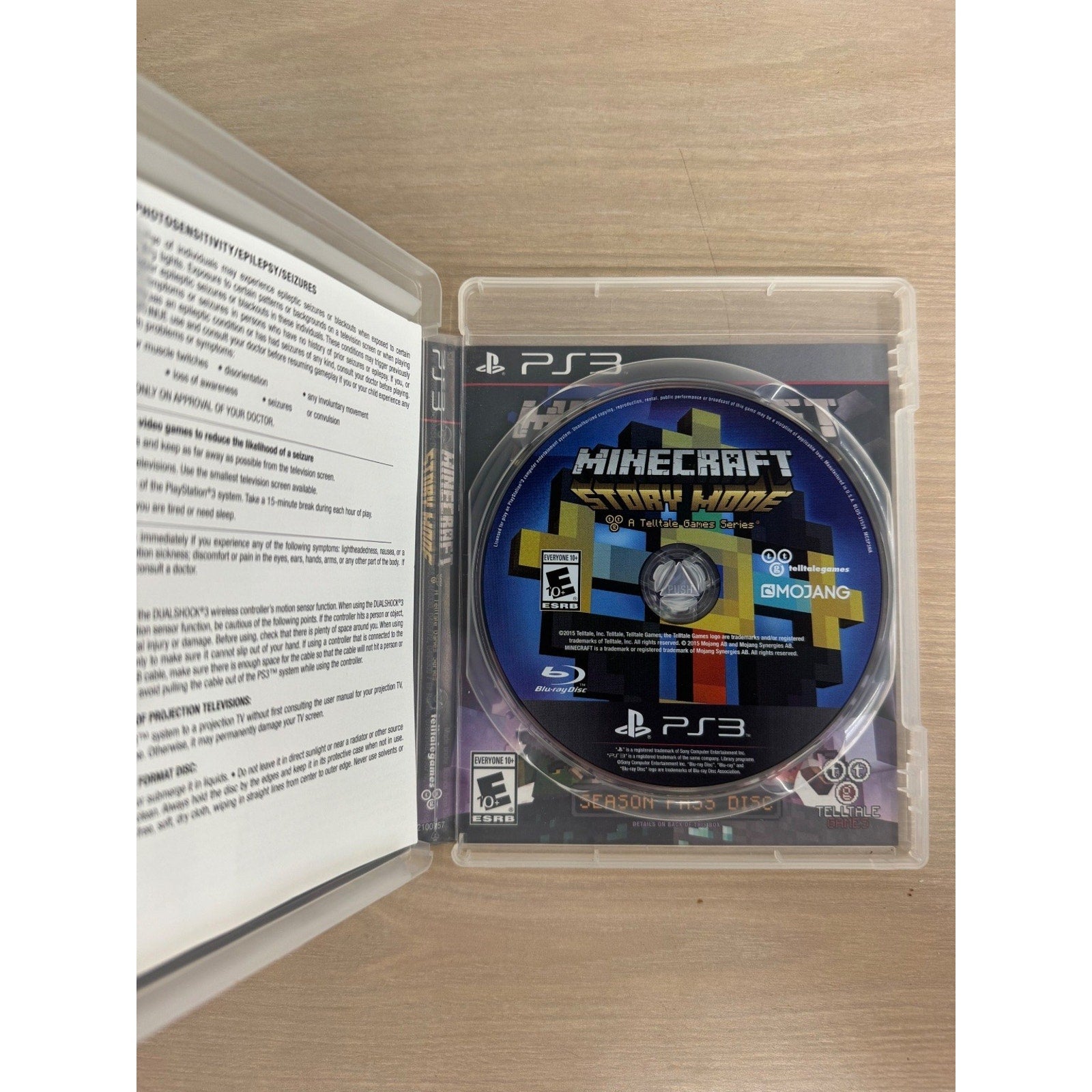 Minecraft Story Mode Season Pass Disc PS3 Video Game Adventure Telltale