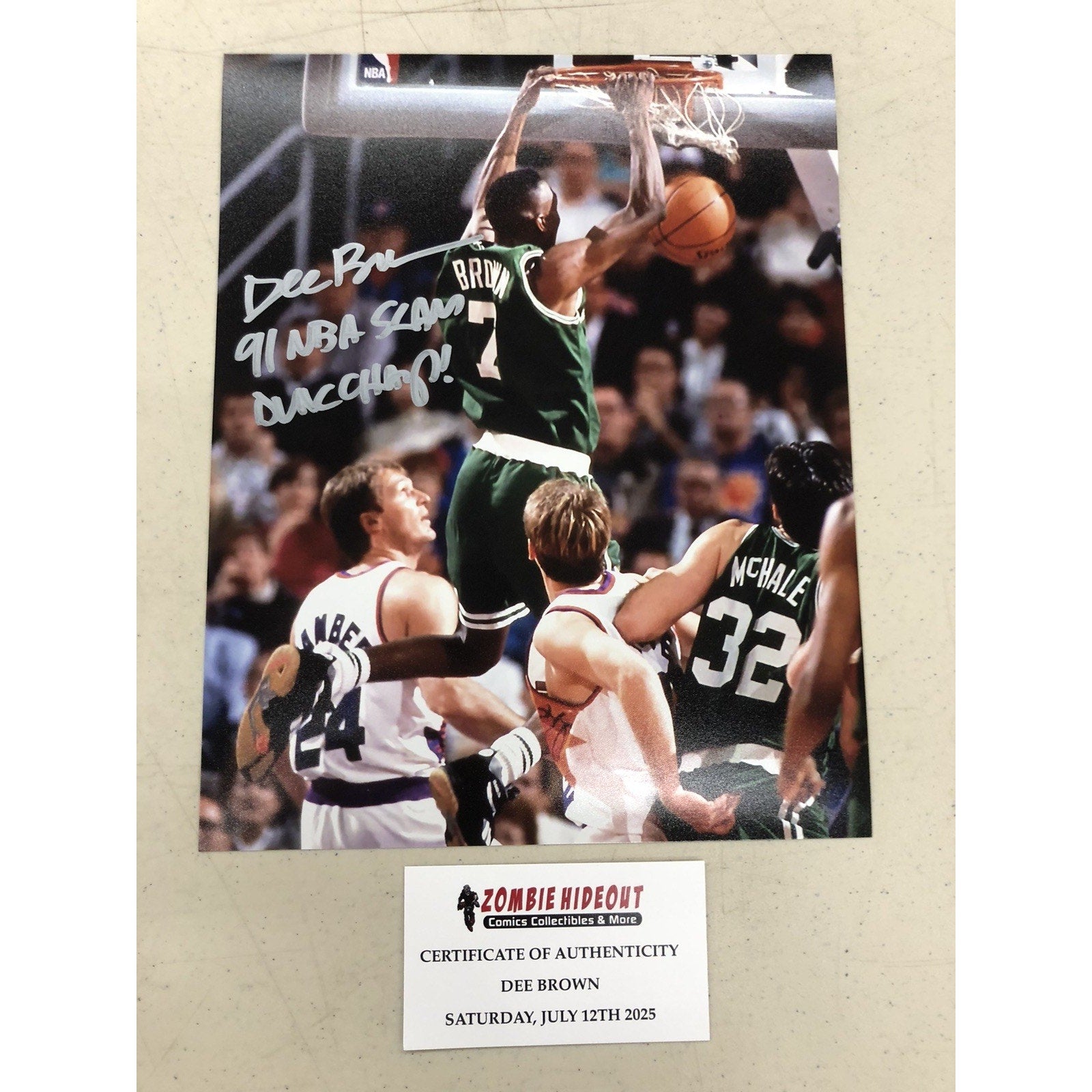 Dee Brown Signed 8x10 Autograph 91 Slam Dunk Champ Boston Celtics W/ Store CoA
