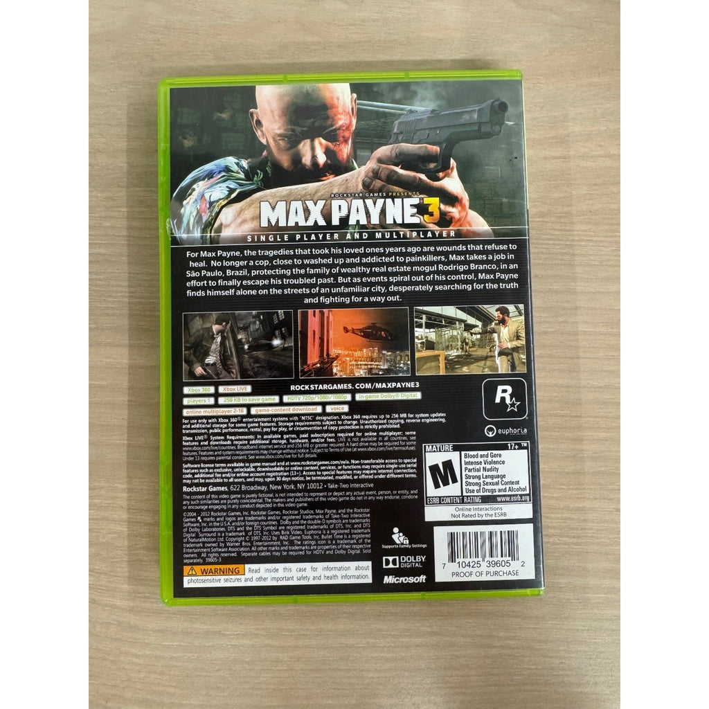 Max Payne 3 Xbox 360 2-Disc Set Video Game Action Shooter