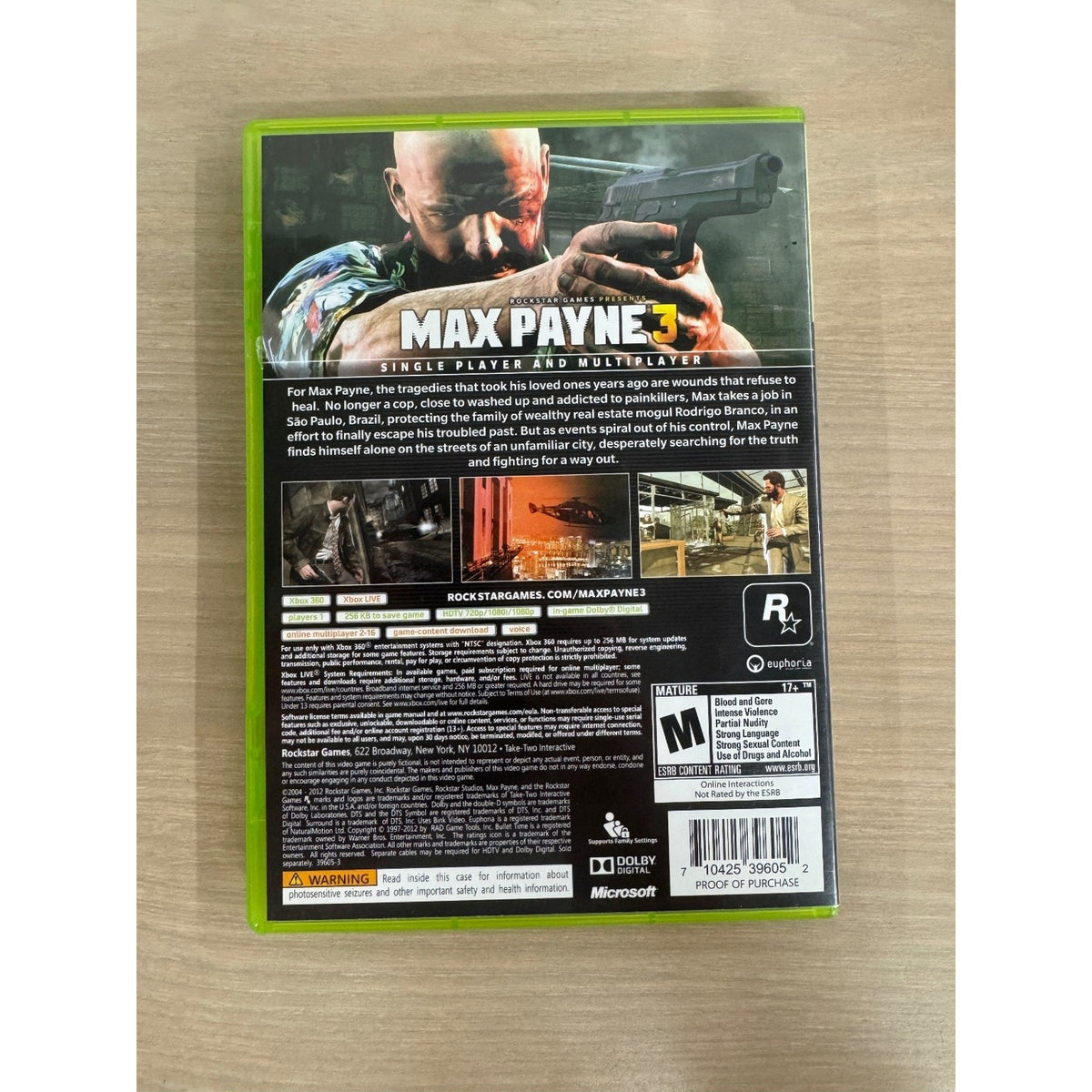 Max Payne 3 Xbox 360 2-Disc Set Video Game Action Shooter