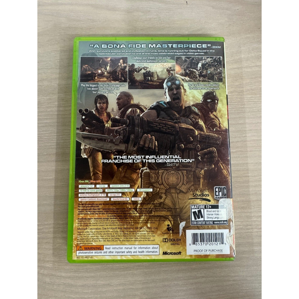 Gears of War 3 Xbox 360 Video Game NTSC Multiplayer Co-op Shooter