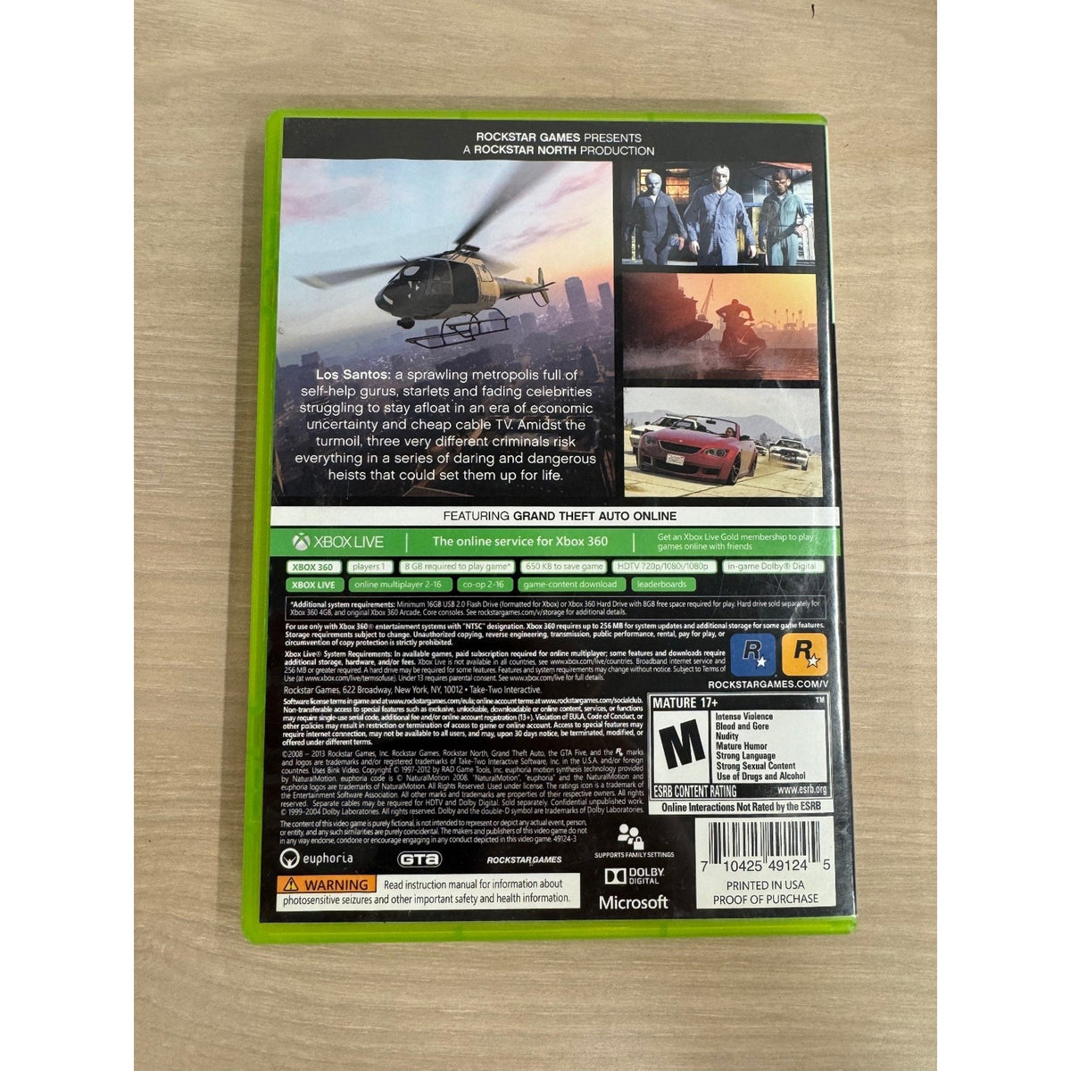 Grand Theft Auto V Xbox 360 Video Game Open World Multiplayer GTA 5