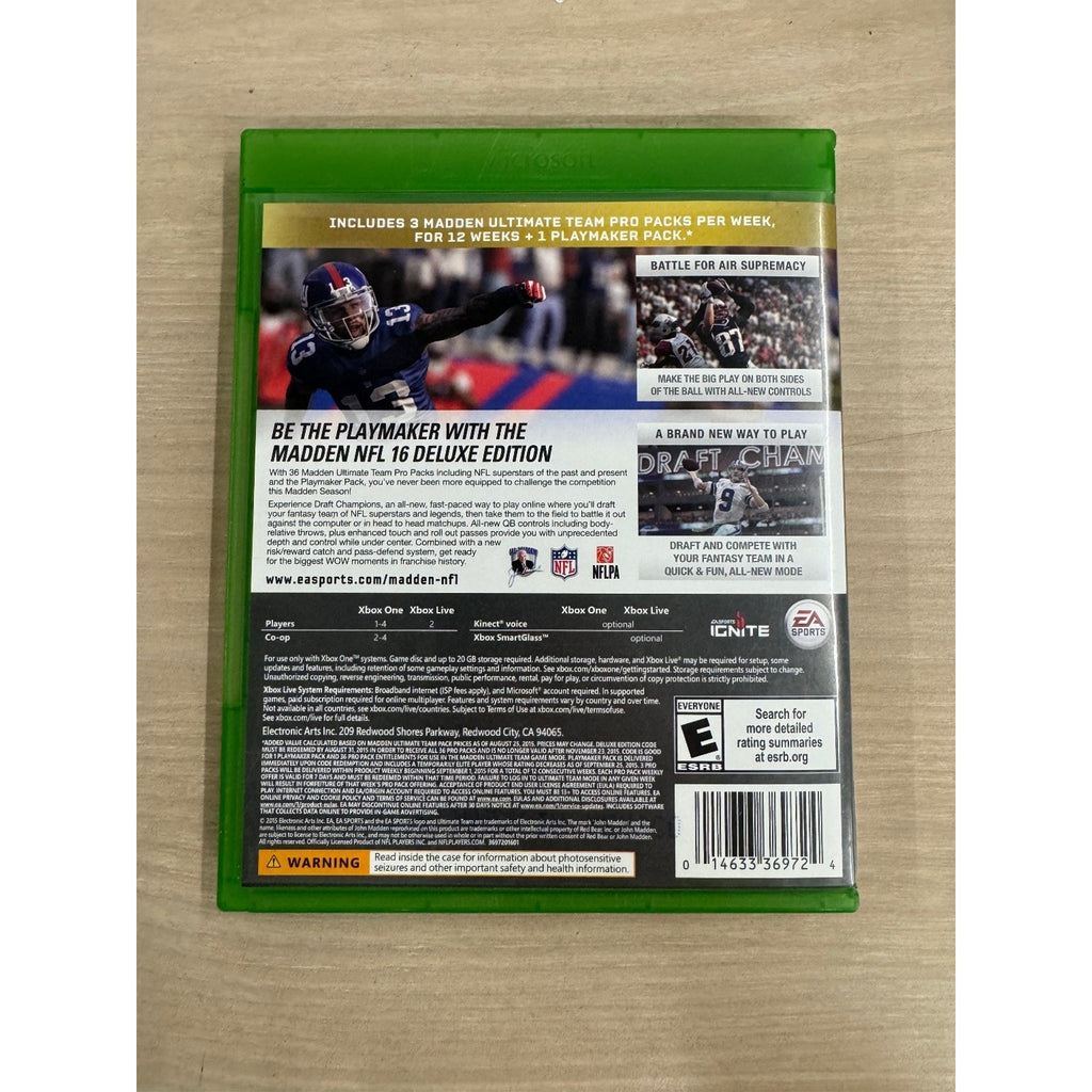 Madden NFL 16 Deluxe Edition Xbox One Video Game Football EA Sports