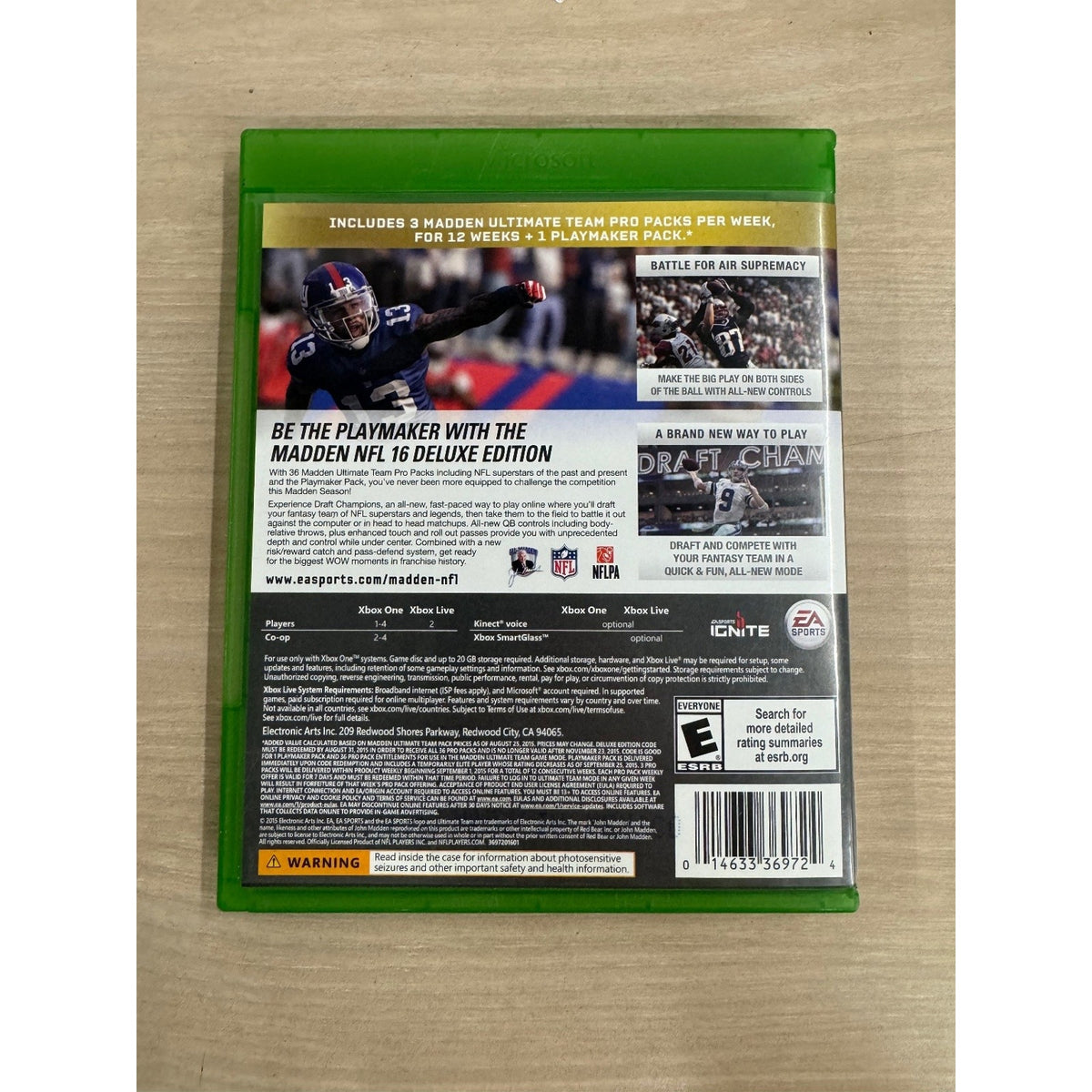 Madden NFL 16 Deluxe Edition Xbox One Video Game Football EA Sports