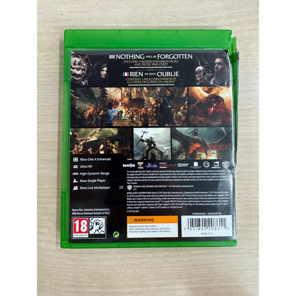 Middle-earth: Shadow of War Silver Edition Xbox One Video Game 4K HDR