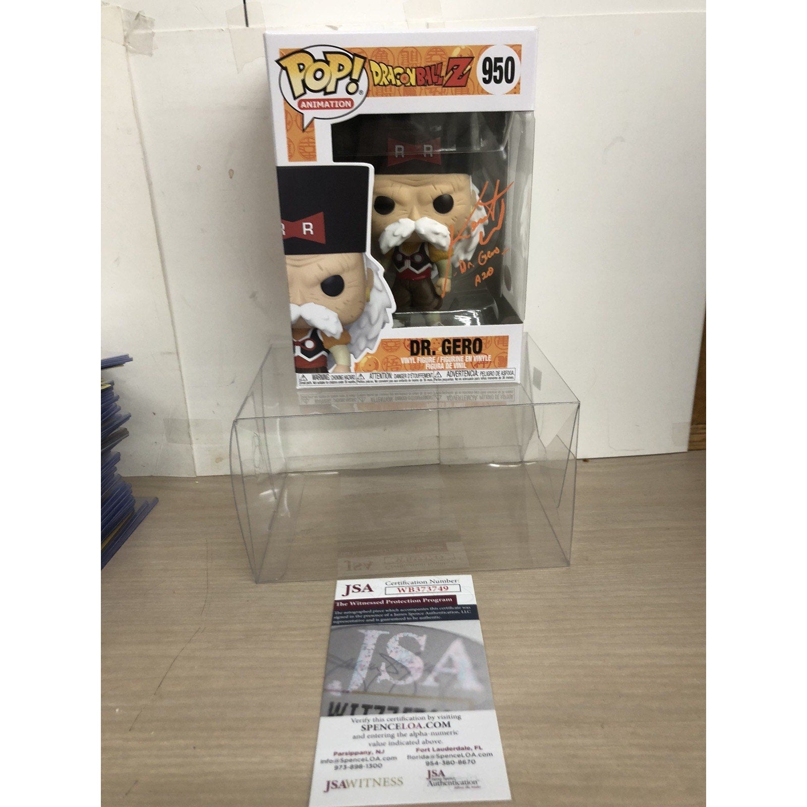 Signed Kent Williams Autographed Dr. Gero Dragon Ball Z Funko Pop #950 JSA COA