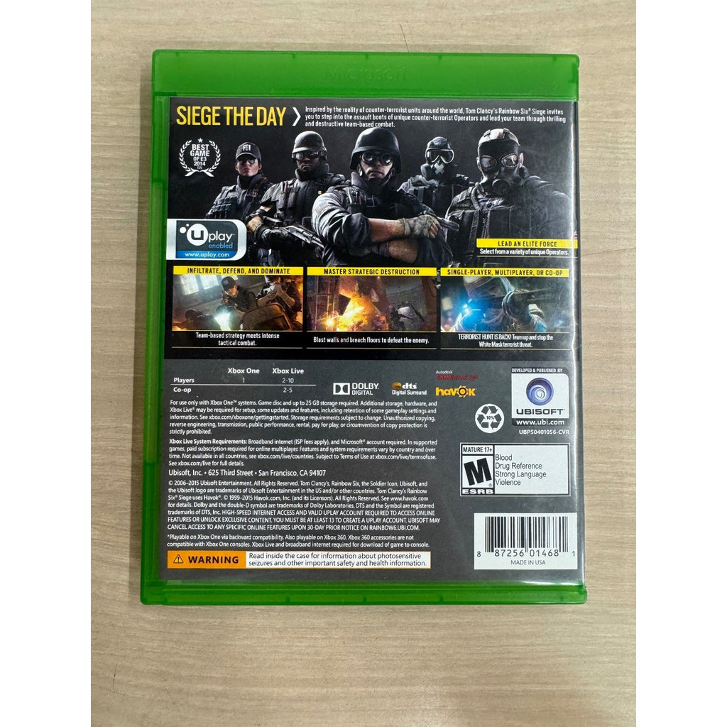 Rainbow Six Siege Xbox One Video Game Tactical Shooter Multiplayer