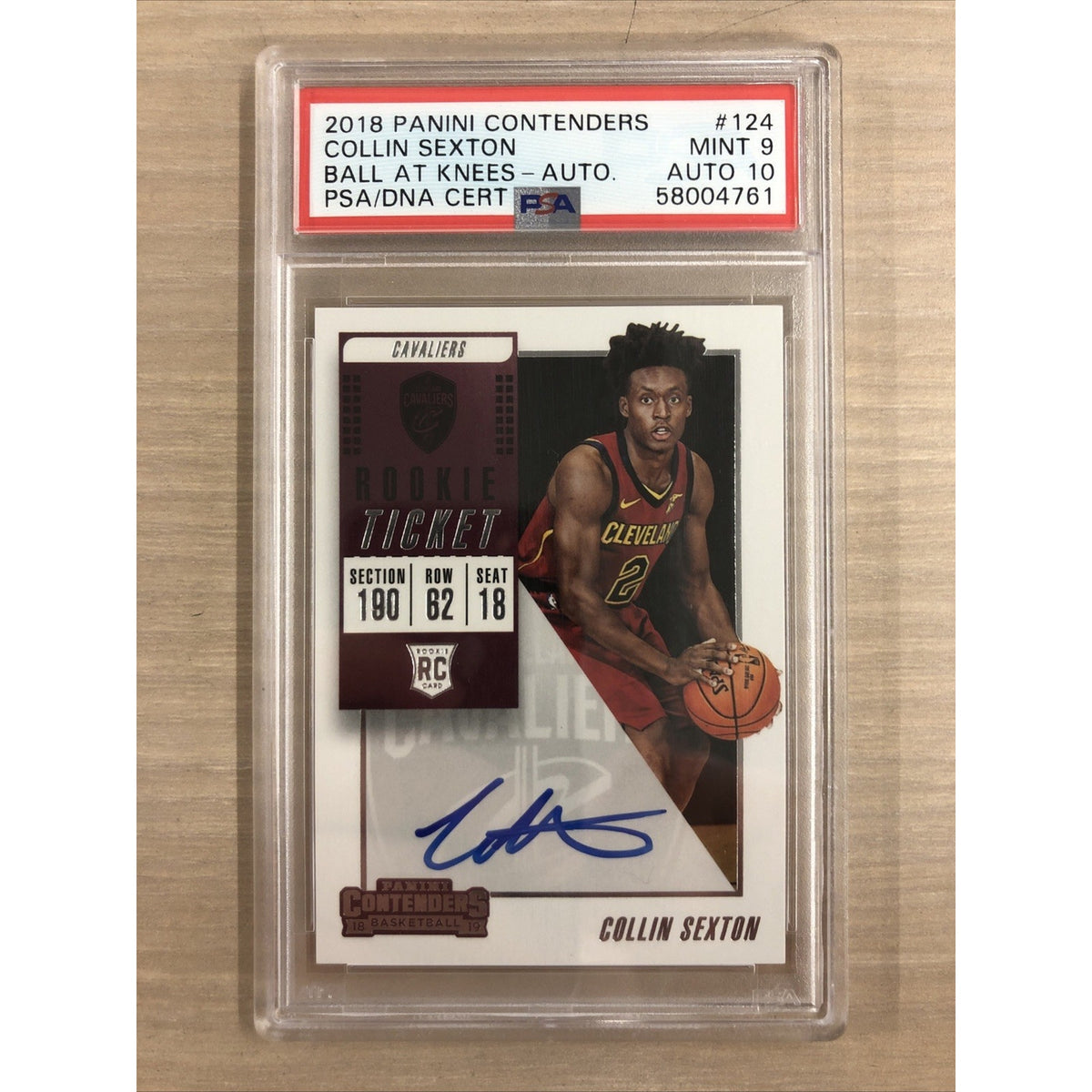 2018-19 Panini Contenders Basketball Collin Sexton (BAK Variation) Auto PSA 9