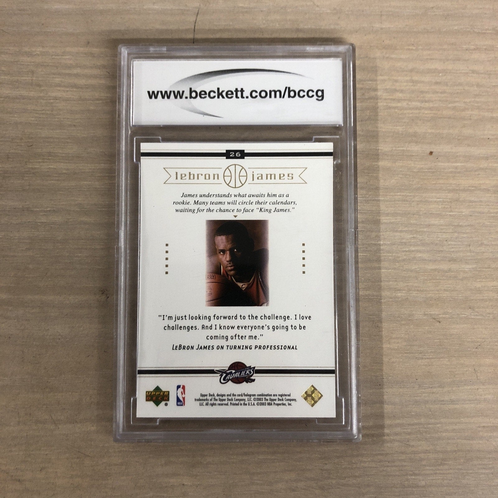 LeBron James 2003 Upper Deck Box Set #26 Rookie BCCG 10