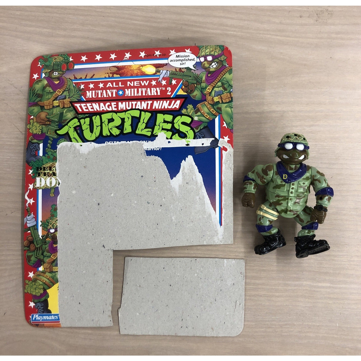 1992 TMNT Mutant Military II Delta Team Don Donatello Figure + Cardback