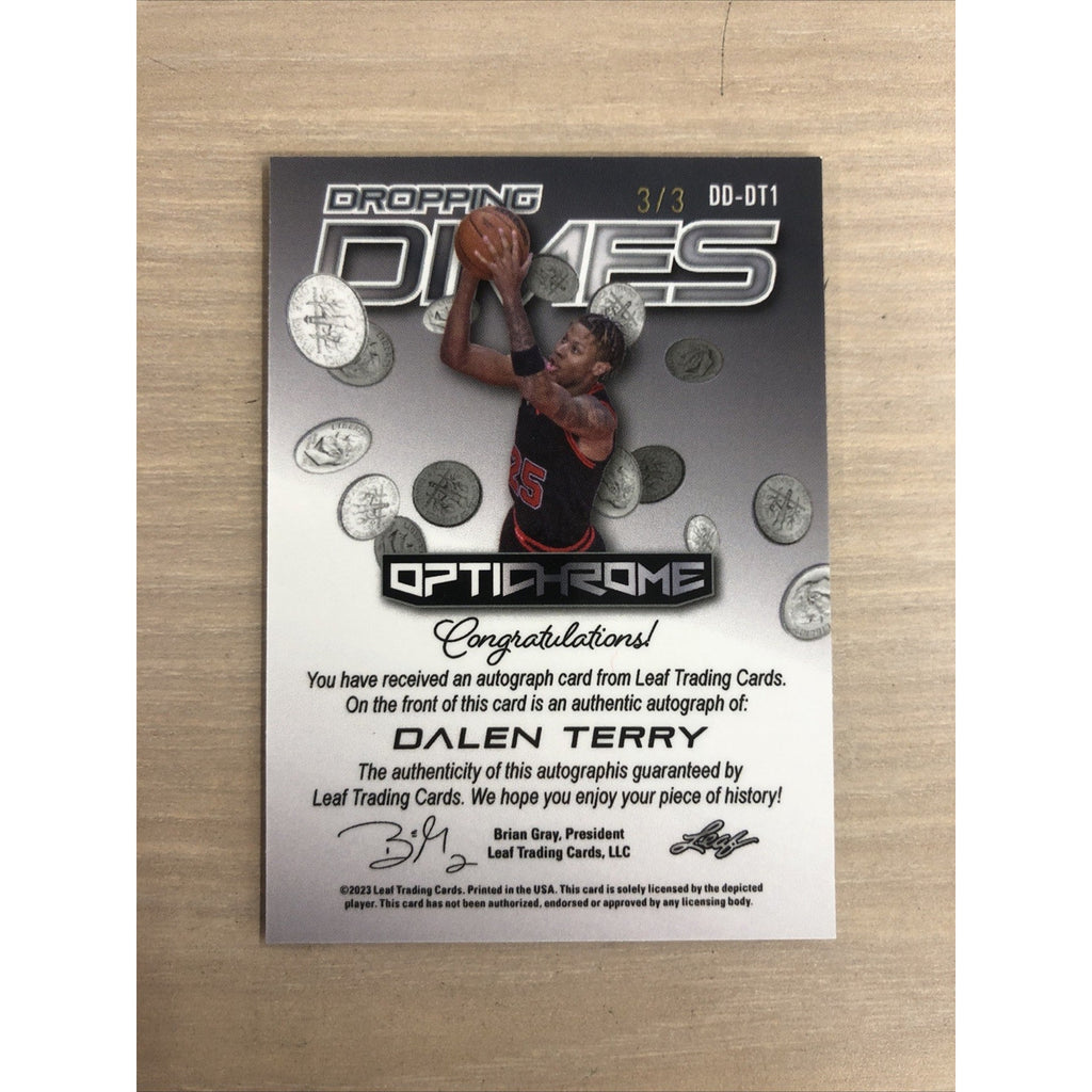2022-23 Leaf Optichrome Dalen Terry Dropping Dimes Green Auto 3/3