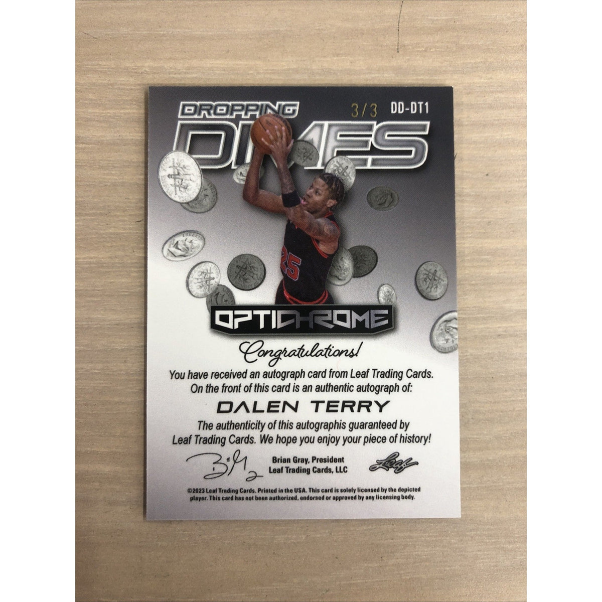 2022-23 Leaf Optichrome Dalen Terry Dropping Dimes Green Auto 3/3