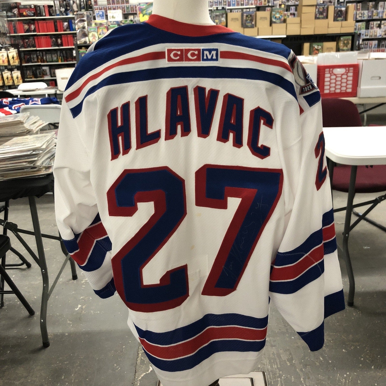 Hlavac Signed New York Rangers CCM Authentic On-Ice Jersey #27 Auto 75th Patch
