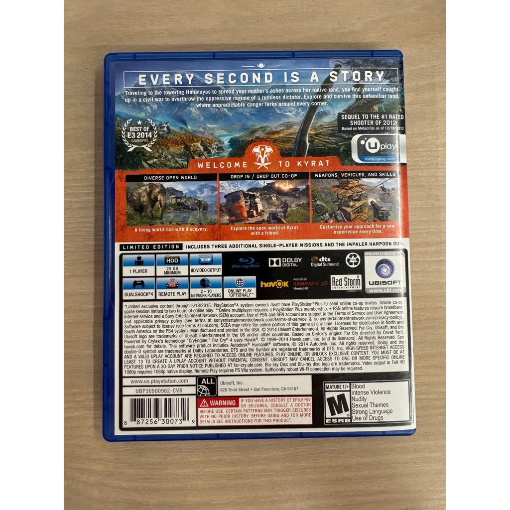 Far Cry 4 Limited Edition PS4 PlayStation 4 Video Game Multiplayer Shooter