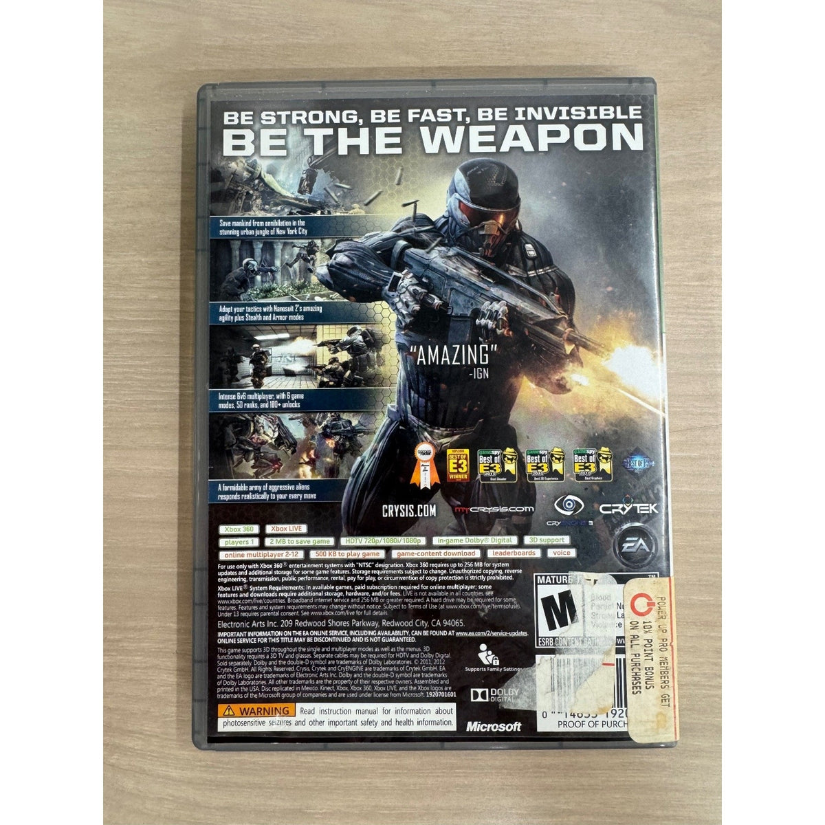 Crysis 2 Platinum Hits Xbox 360 Video Game FPS Multiplayer 3D