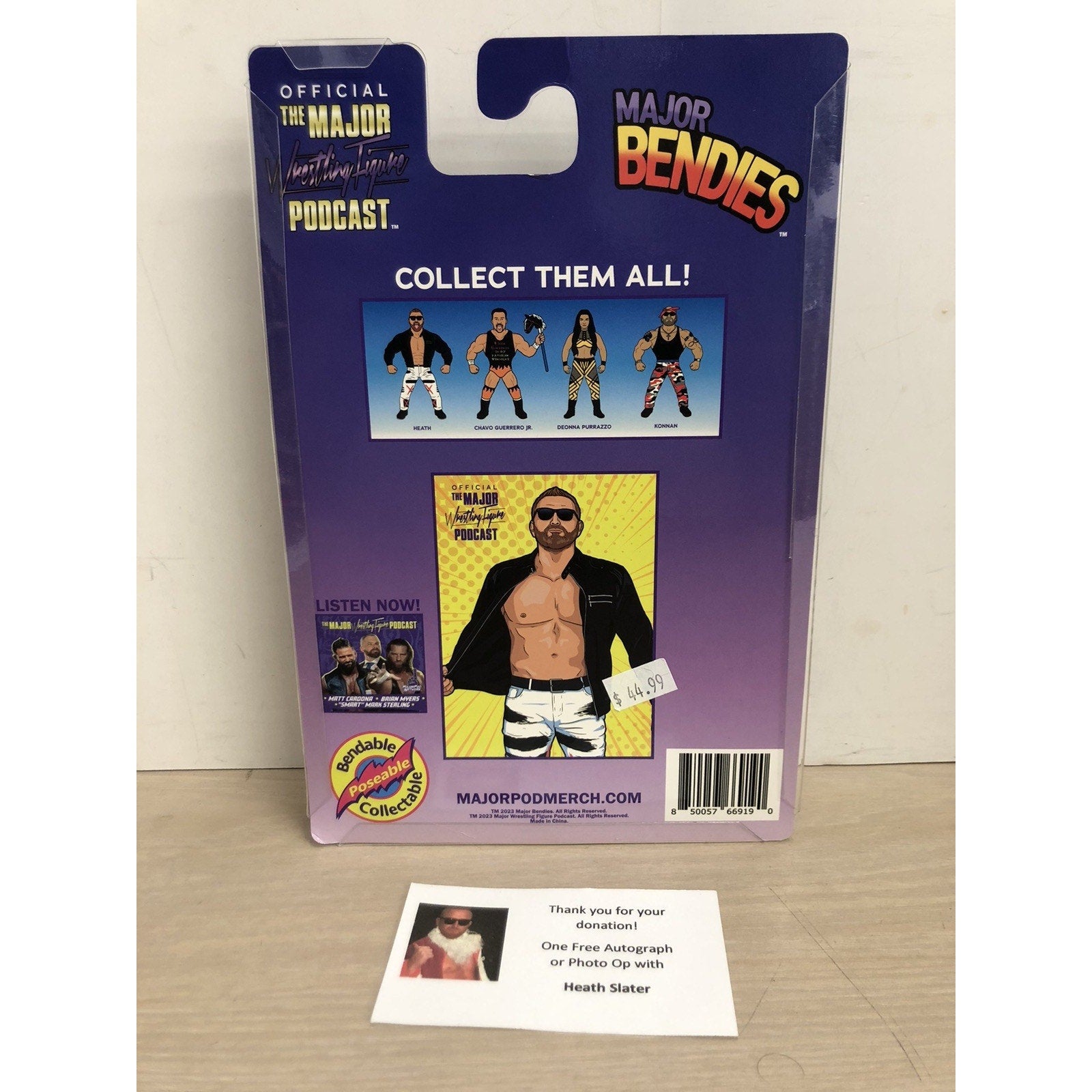 Signed Heath Major Wrestling Figure Podcast Bendies Autographed WWE Series 5