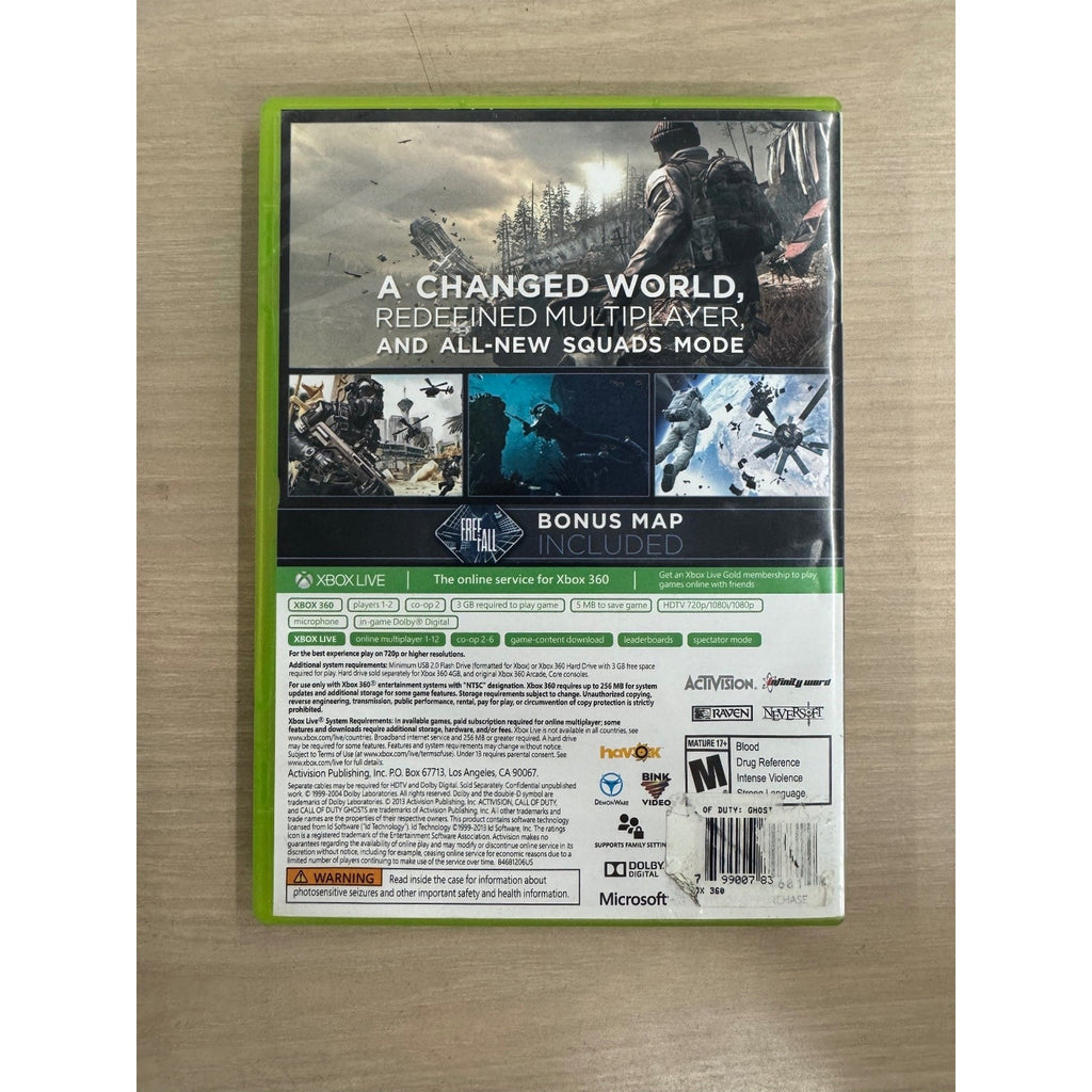 Call of Duty Ghosts Xbox 360 Video Game Bonus Map Multiplayer NTSC