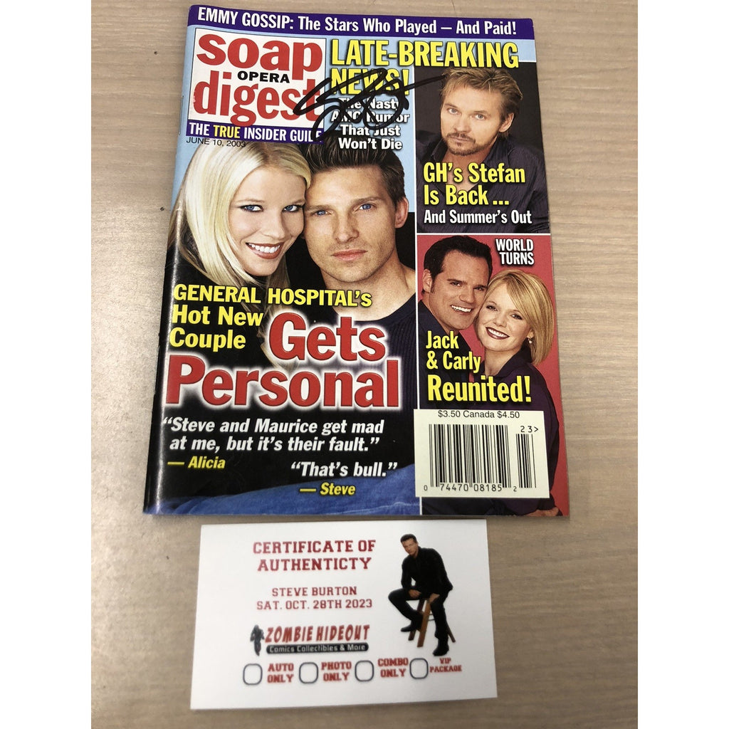 STEVE BURTON SIGNED SOAP OPERA DIGEST JUNE 10, 2003 GENERAL HOSPITAL AUTO CoA
