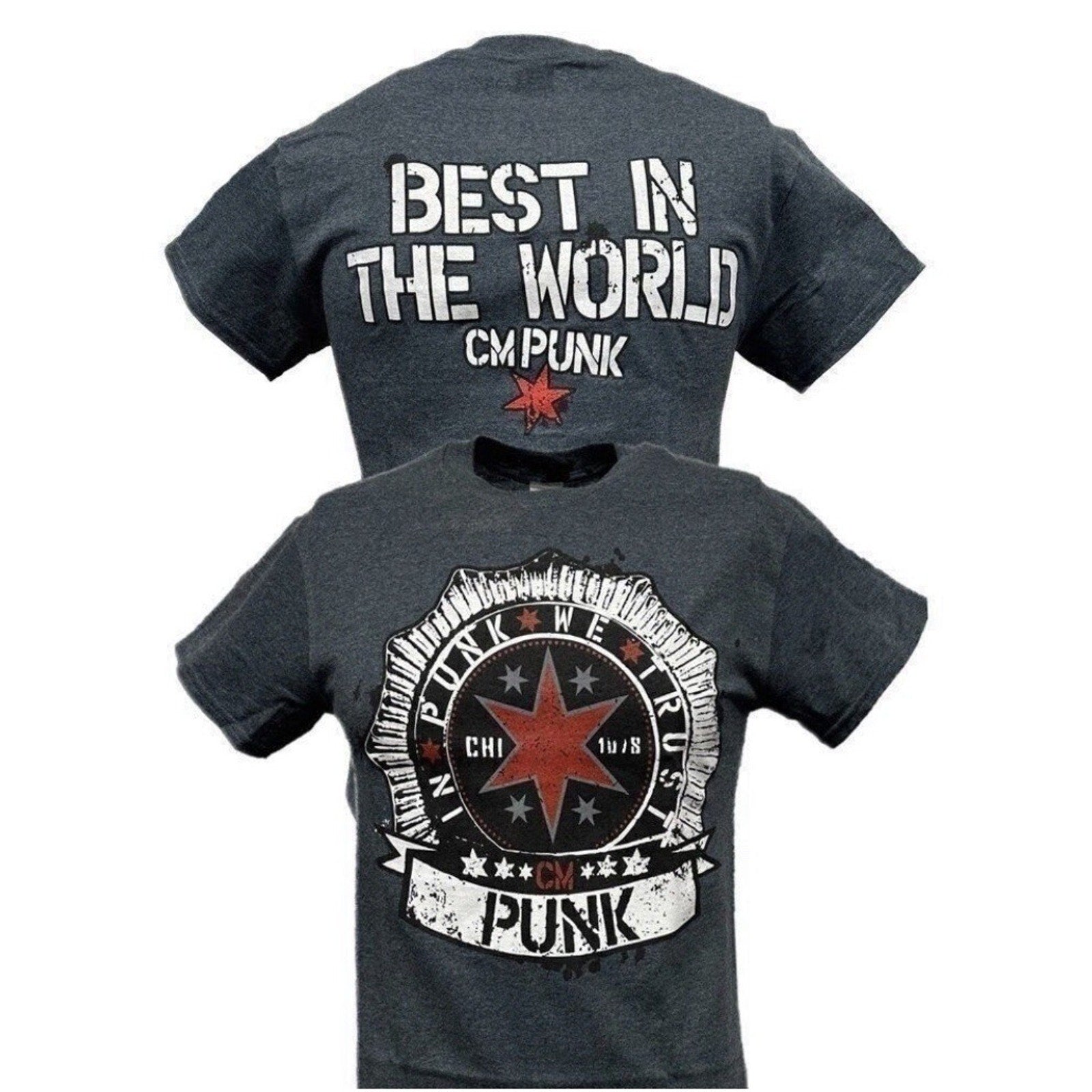 WWE In CM Punk We Trust Best In the World Mens Gray T-Shirt 2XL